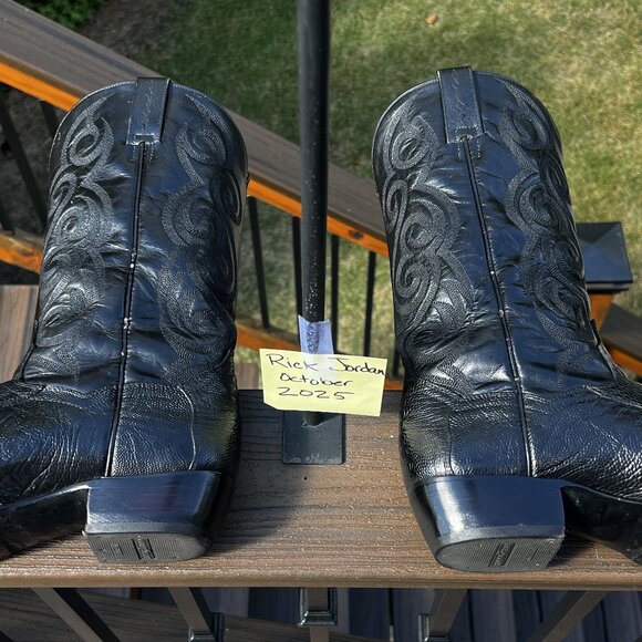 Dan Post Black Ostrich Leg Cowboy Boots in Men's Size 10D - Picture 8 of 10